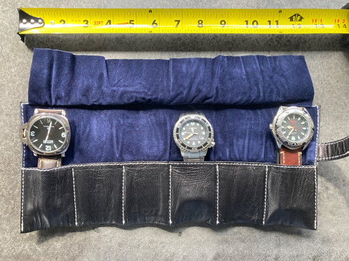 Leather watch roll organizer - leather,