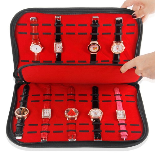 Leather watch roll case - leather,