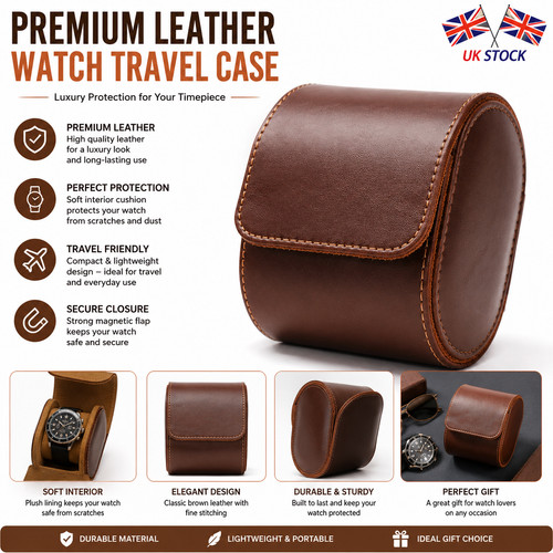 Single watch roll travel case - single,
