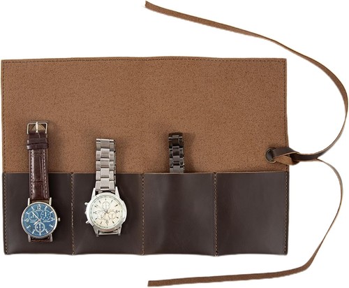 Leather watch roll organizer - roll,