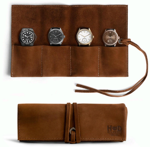 Leather watch roll - leather,