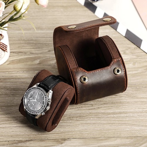 Leather watch roll case travel - leather,